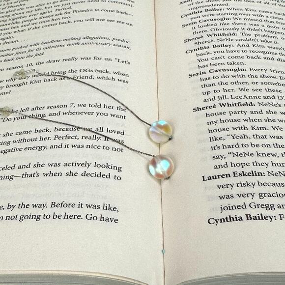 Nogu Mermaid Glass Chain Drop Threader Earrings - Rainbow White - Picture 10 of 10